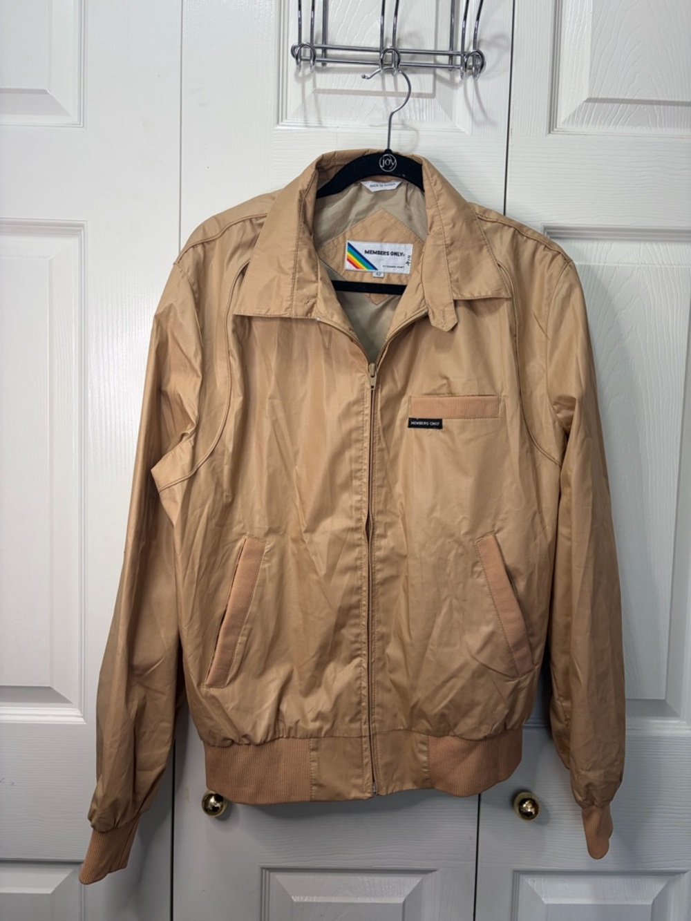 Members Only Beige/Tan Lightweight Bomber Jacket